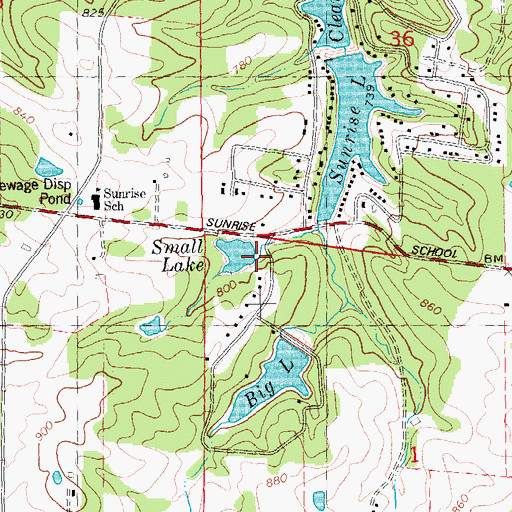 Topographic Map of Little Lake Dam, MO
