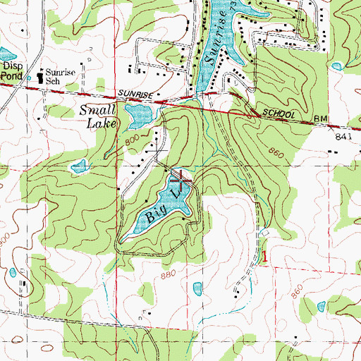 Topographic Map of Big Lake Dam, MO