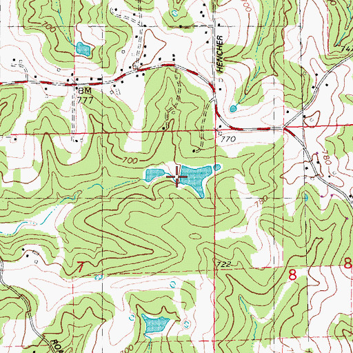 Topographic Map of Rustic Hills Resort Lake Dam, MO
