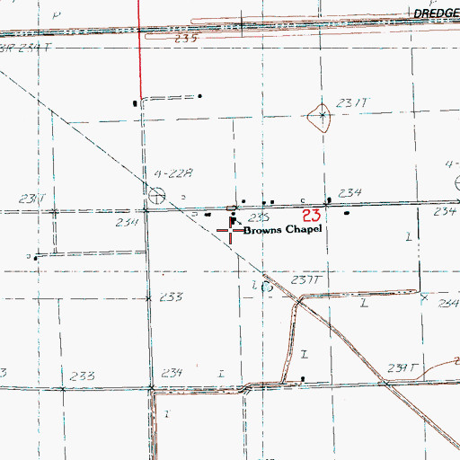 Topographic Map of Browns Chapel Baptist Church, AR