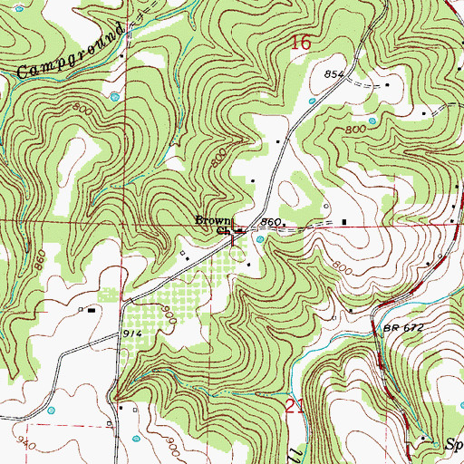 Topographic Map of Brown Church, AR