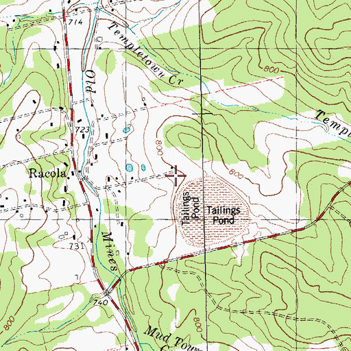 Topographic Map of Racola Tailings Dam, MO