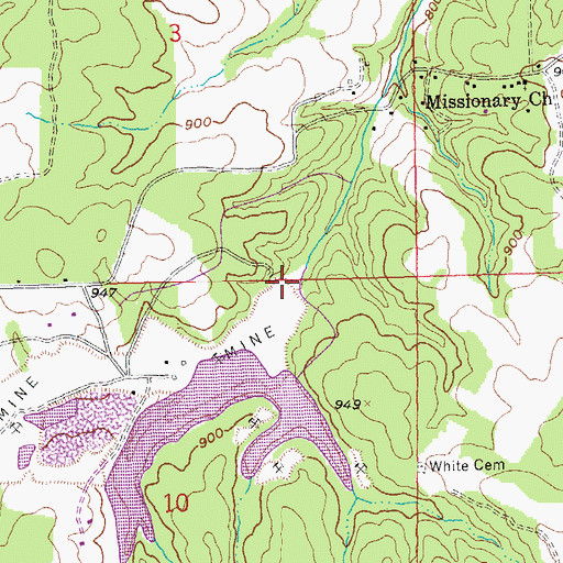 Topographic Map of Old Washer Number 1 Dam, MO