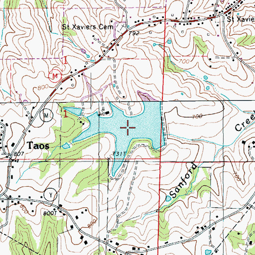 Topographic Map of Twehaus Lake, MO