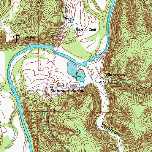 Topographic Map of Slabtown Dam, MO