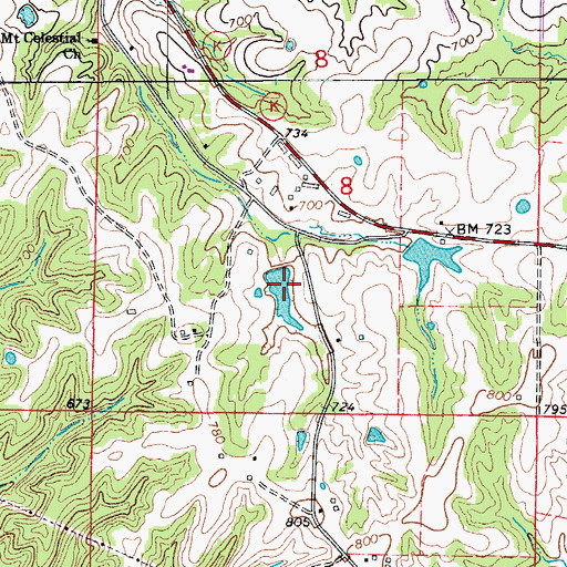 Topographic Map of Woodbine Lake Dam, MO