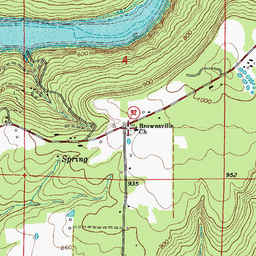 Topographic Map of Brownsville Baptist Church, AR
