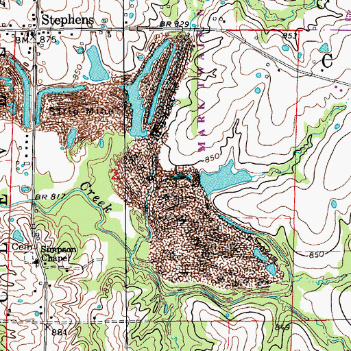 Topographic Map of Smith Lake, MO