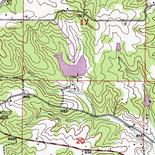 Topographic Map of Haladale Lake Dam, MO