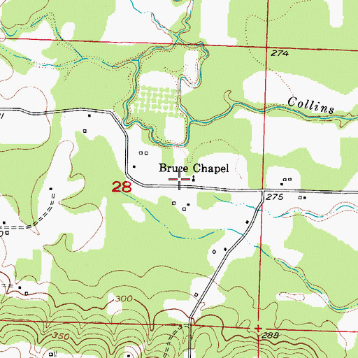 Topographic Map of Bruce Memorial United Methodist Church, AR
