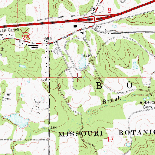 Topographic Map of Missouri Botanical Gardens Lake Dam, MO
