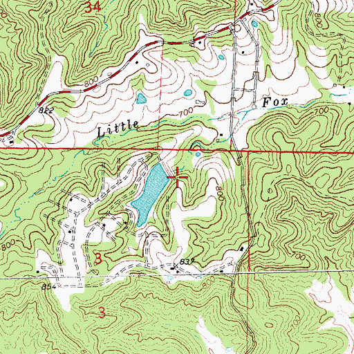 Topographic Map of Las Brisas Lake Dam, MO