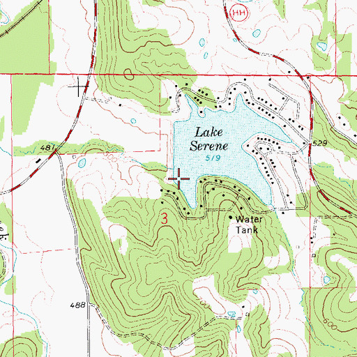 Topographic Map of Lake Serene Dam, MO