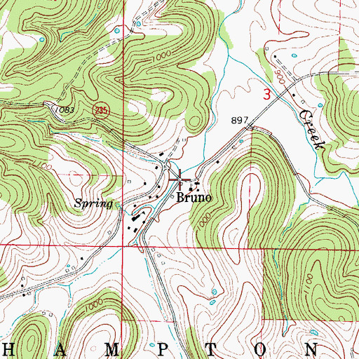 Topographic Map of Bruno, AR