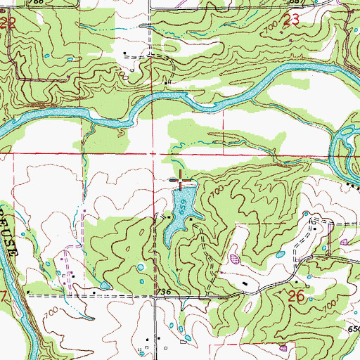 Topographic Map of Friedel Lake Dam, MO