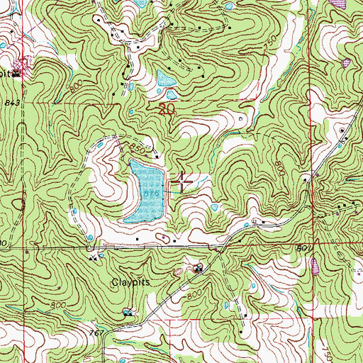 Topographic Map of Horse Shoe Lake Dam, MO