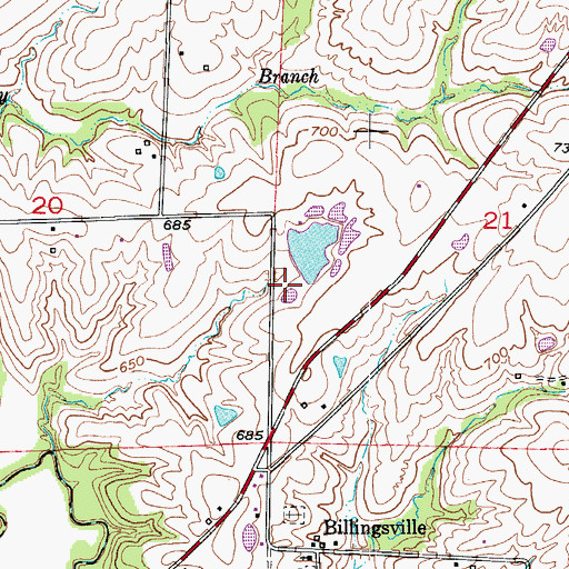 Topographic Map of Friedrich Lake Dam, MO