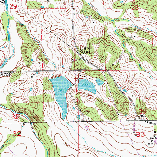 Topographic Map of Trulaske Lake Section 33 Dam, MO