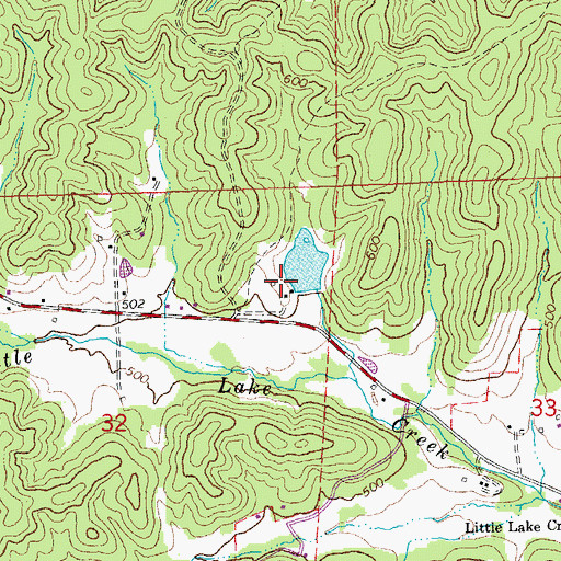 Topographic Map of A O Shearrer Lake Dam, MO