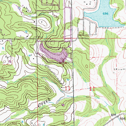 Topographic Map of Lake Saint Clair Number Three Dam, MO