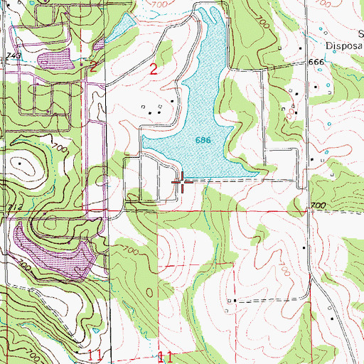 Topographic Map of Lake Saint Clair Number One Dam, MO