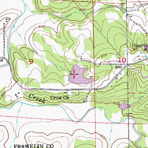 Topographic Map of Gibbons Lake Dam, MO