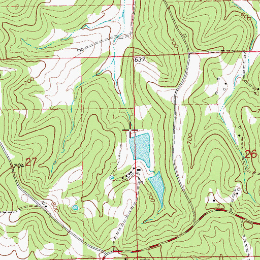 Topographic Map of Lake Von Der Rosa Dam, MO