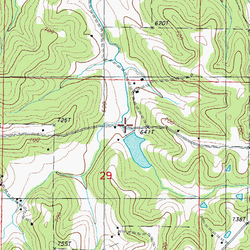 Topographic Map of Pinnell Lake Dam, MO