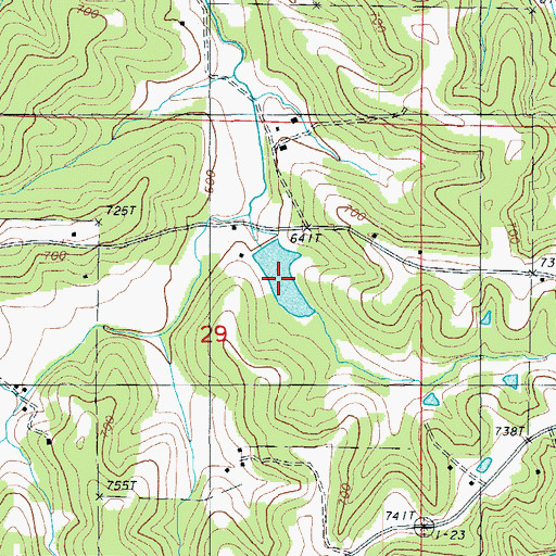 Topographic Map of Pinnell Lake, MO