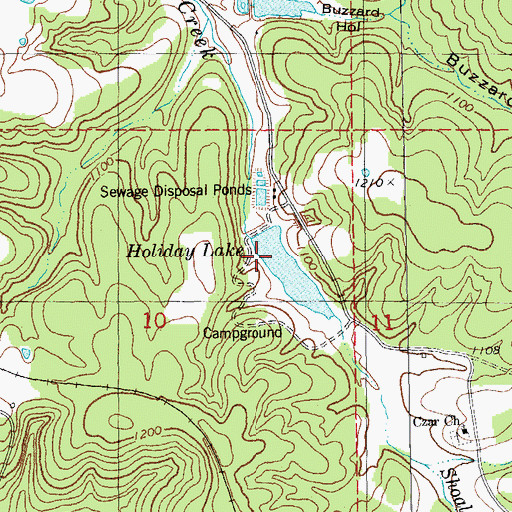 Topographic Map of Holiday Lake Dam, MO