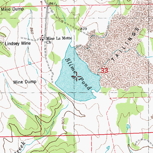 Topographic Map of Mine La Motte Dam, MO