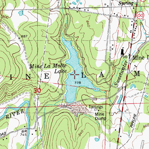 Topographic Map of Mine La Motte Lake, MO