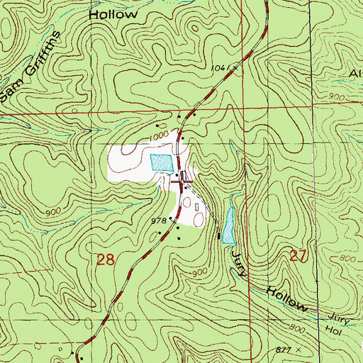 Topographic Map of Henry Gaines Lake Dam, MO
