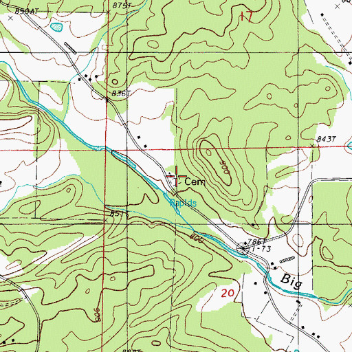 Topographic Map of Brushy Creek Baptist Church, AR