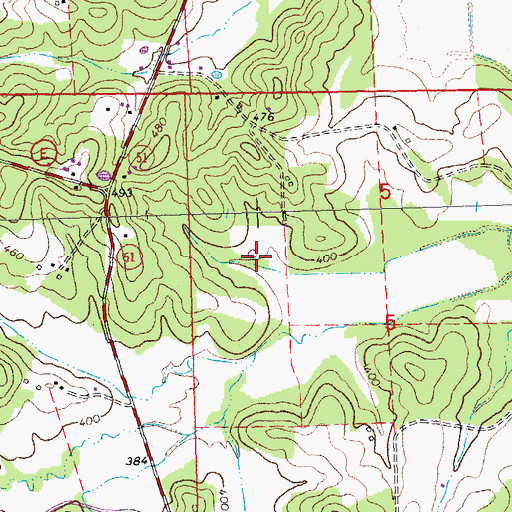 Topographic Map of Ward Dam, MO
