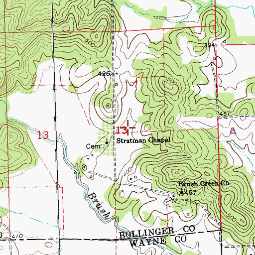 Topographic Map of Mononame 468 Dam, MO