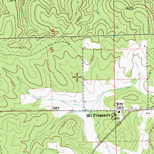 Topographic Map of Mulenex Lake, MO