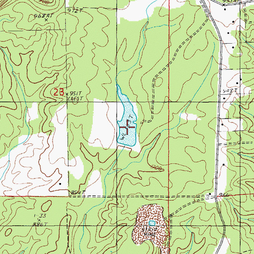 Topographic Map of Alter Dam, MO