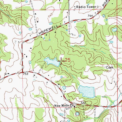 Topographic Map of Arnot Lake Dam, MO
