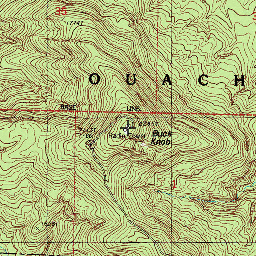 Topographic Map of Buck Knob, AR