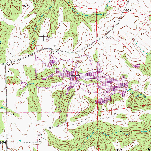 Topographic Map of Lake Seven Falls Dam Number 2, MO