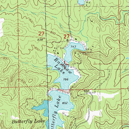 Topographic Map of Rainbow Lake Dam, MO