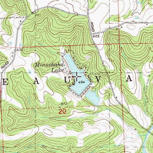 Topographic Map of Lake Minnie Ha-Ha Upper, MO