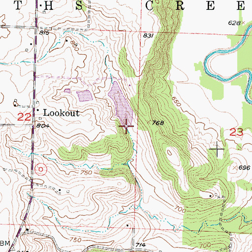 Topographic Map of Dickman Lake Dam, MO
