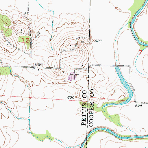 Topographic Map of Dilthey Lake Dam, MO