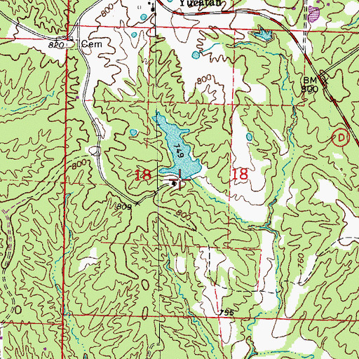Topographic Map of Wright Lake Dam, MO