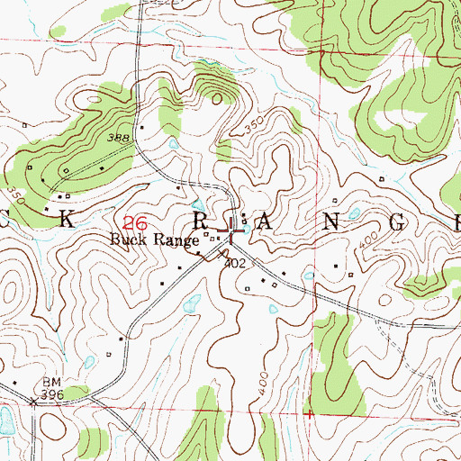 Topographic Map of Buck Range, AR