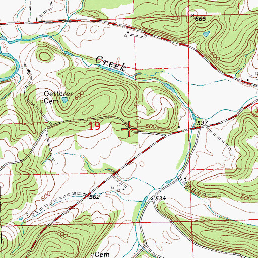 Topographic Map of W Grimm Dam, MO