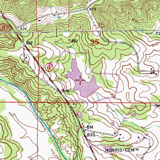 Topographic Map of Hickory Lake, MO