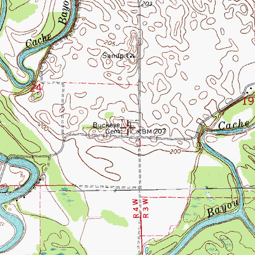 Topographic Map of Buckeye Cemetery, AR